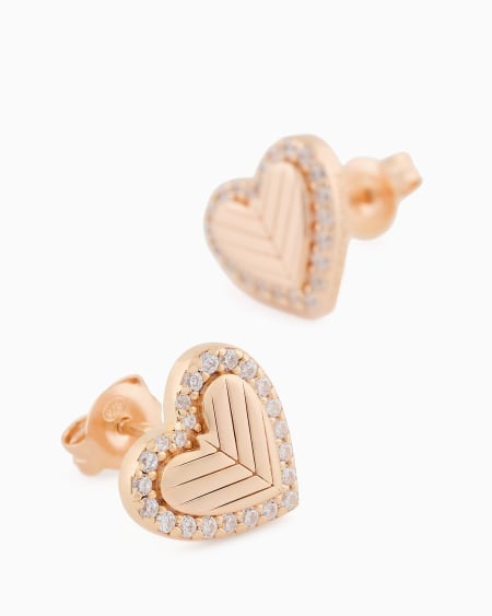 Armani Pendientes De Botón En Plata De Ley Color Oro Rosa