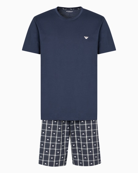 Armani Pijama con bermudas de tejido jacquard con patrón integral