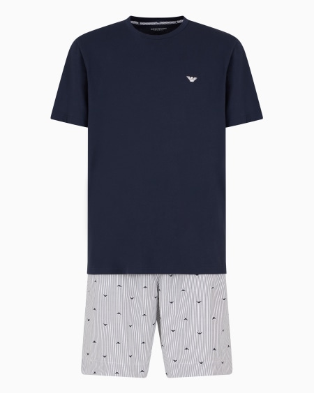 Armani Pijama con bermudas de tejido jacquard con patrón integral