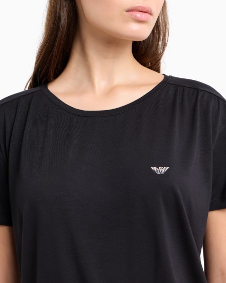 Armani Pijama Con Camiseta Y Pantalón Corto De Viscosa Certificada Essential Con Tachuelas Con Logotipo ASV