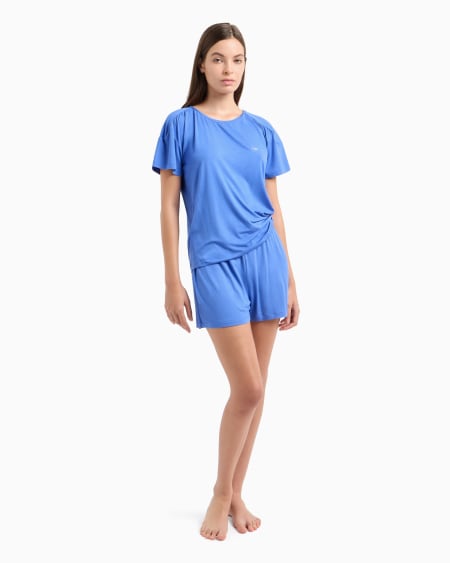 Armani Pijama Con Camiseta Y Pantalón Corto De Viscosa Certificada Essential Con Tachuelas Con Logotipo ASV