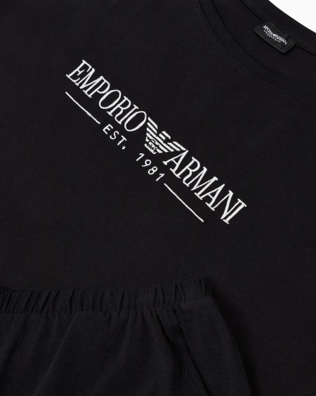 Armani Pijama De Camiseta Y Pantalón Corto De Algodón Orgánico Con Logotipo Estampado ASV