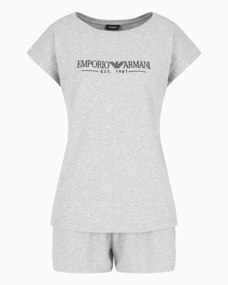 Armani Pijama de camiseta y pantalón corto de algodón orgánico con logotipo estampado ASV