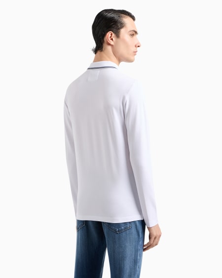 Armani Polo De Manga Larga De Piqué Elástico Con Bordado De Microáguila