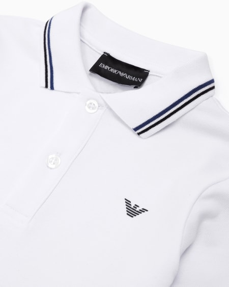 Armani Polo De Manga Larga De Piqué Elástico Con Bordes En El Cuello