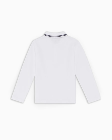 Armani Polo De Manga Larga De Piqué Elástico Con Bordes En El Cuello