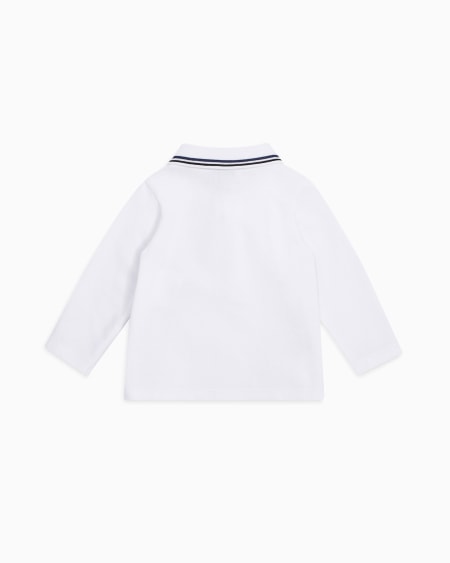 Armani Polo De Manga Larga De Piqué Elástico Con Bordes En El Cuello