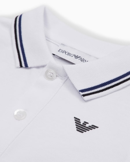 Armani Polo De Manga Larga De Piqué Elástico Con Bordes En El Cuello