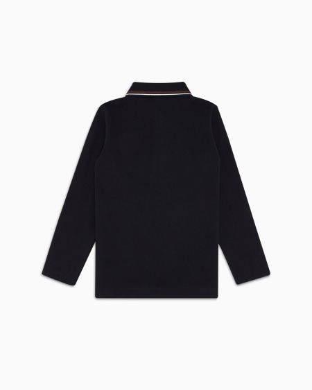 Armani Polo De Manga Larga De Piqué Elástico Con Bordes En El Cuello