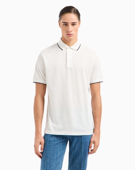 Armani Polo De Piqué Elástico Con Bordado De Microáguila