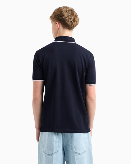 Armani Polo De Piqué Elástico Con Bordado De Microáguila