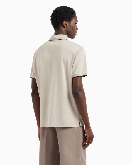 Armani Polo De Piqué Elástico Con Bordado De Microáguila