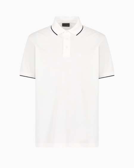 Armani Polo de piqué elástico con bordado de microáguila