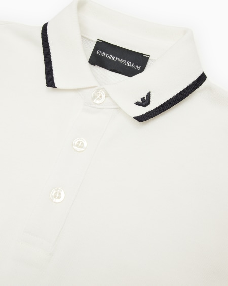 Armani Polo De Piqué Orgánico Con Bordado De águila ASV