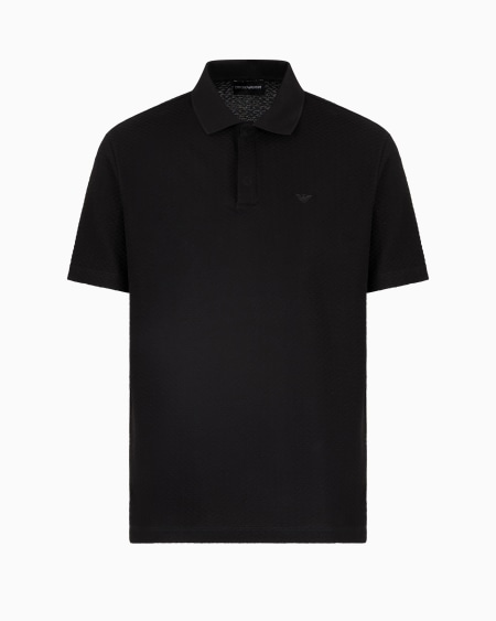 Armani Polo de punto con fantasía en tejido jacquard en relieve y con efecto tridimensional