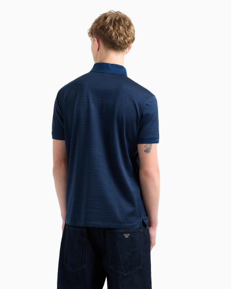 Armani Polo De Punto Con Inscripción Integral En Tejido Jacquard