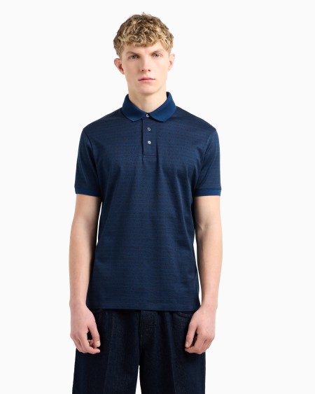 Armani Polo De Punto Con Inscripción Integral En Tejido Jacquard
