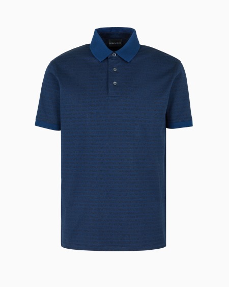 Armani Polo de punto con inscripción integral en tejido jacquard