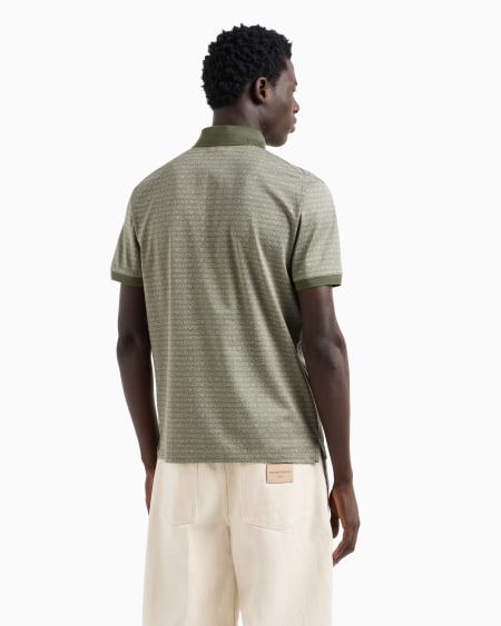 Armani Polo De Punto Con Inscripción Integral En Tejido Jacquard