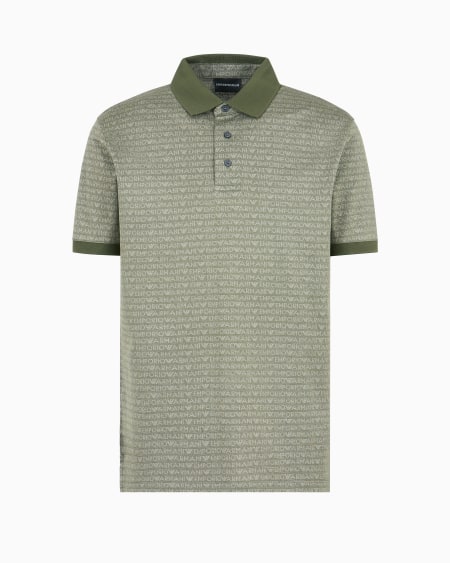 Armani Polo de punto con inscripción integral en tejido jacquard