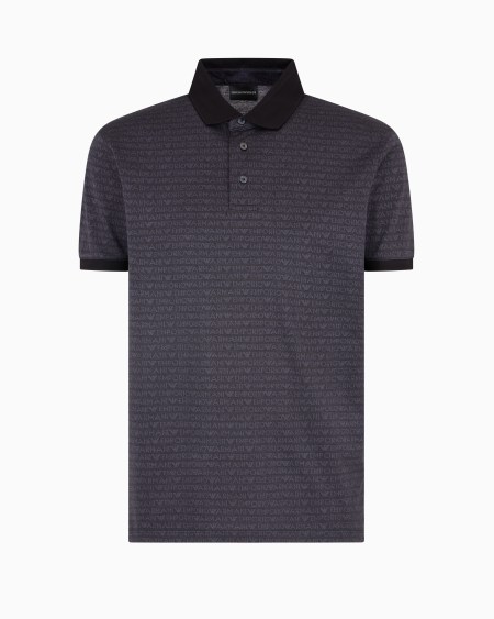 Armani Polo De Punto Con Inscripción Integral En Tejido Jacquard