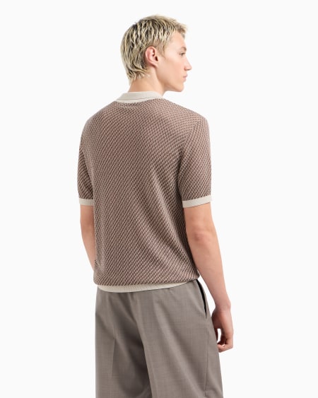 Armani Polo De Punto Con Microfantasía En Tejido Jacquard
