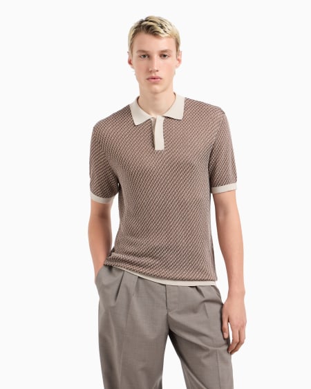 Armani Polo De Punto Con Microfantasía En Tejido Jacquard