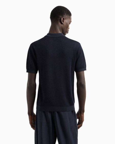 Armani Polo De Punto Con Microfantasía En Tejido Jacquard