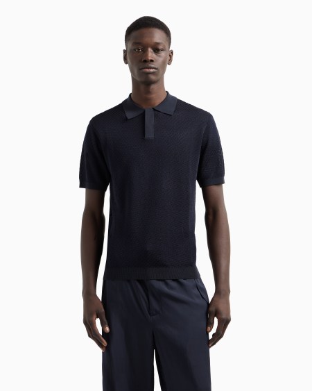 Armani Polo De Punto Con Microfantasía En Tejido Jacquard