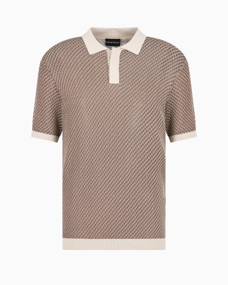 Armani Polo de punto con microfantasía en tejido jacquard
