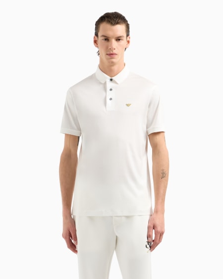 Armani Polo De Punto De Mezcla De Lyocell Con Bordado ASV