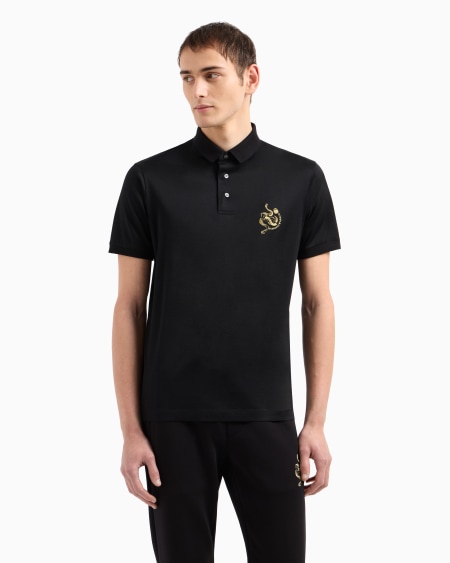 Armani Polo De Punto De Mezcla De Lyocell Con Bordado ASV
