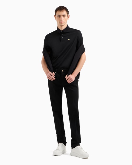 Armani Polo De Punto De Mezcla De Lyocell Con Bordado ASV