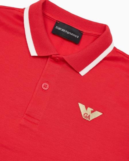 Armani Polo De Punto De Mezcla De Lyocell Con Logotipo Bordado ASV
