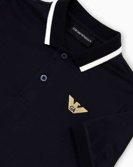 Armani Polo De Punto De Mezcla De Lyocell Con Logotipo Bordado ASV