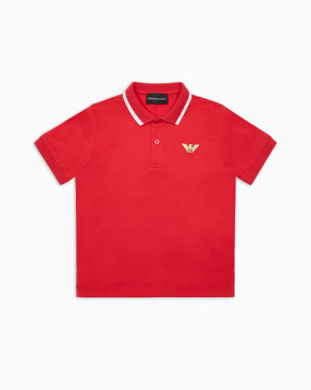Armani Polo de punto de mezcla de lyocell con logotipo bordado ASV
