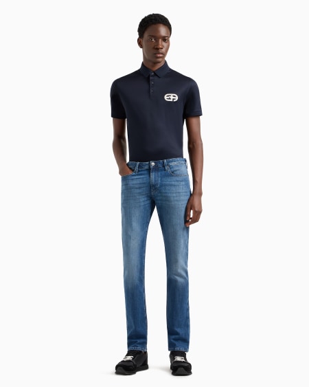 Armani Polo De Punto De Mezcla De Lyocell Con Logotipo EA Bordado En Relieve