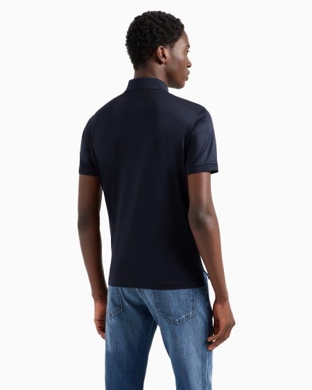 Armani Polo De Punto De Mezcla De Lyocell Con Logotipo EA Bordado En Relieve