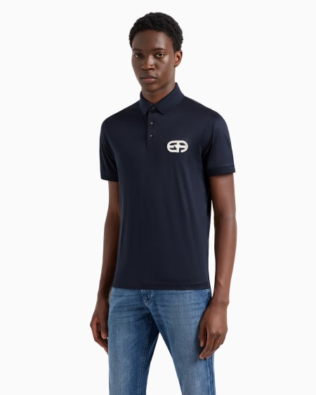 Armani Polo De Punto De Mezcla De Lyocell Con Logotipo EA Bordado En Relieve