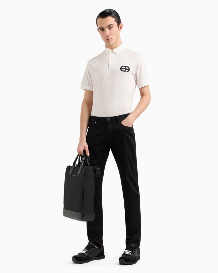 Armani Polo De Punto De Mezcla De Lyocell Con Logotipo EA Bordado En Relieve