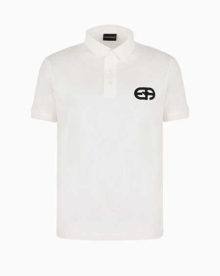 Armani Polo de punto de mezcla de lyocell con logotipo EA bordado en relieve