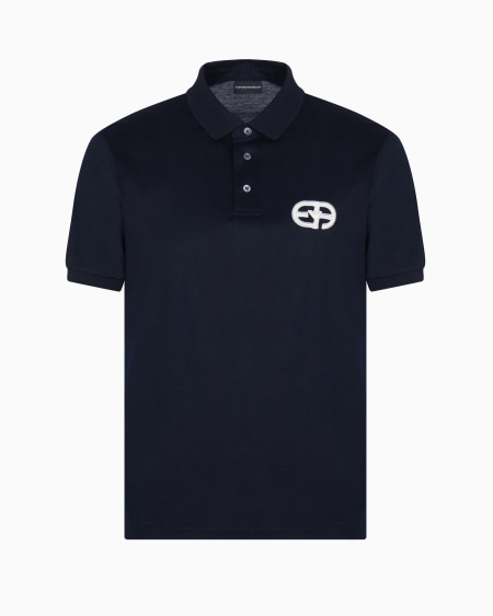 Armani Polo de punto de mezcla de lyocell con logotipo EA bordado en relieve