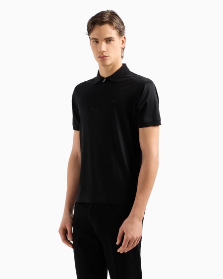 Armani Polo De Punto En Mezcla De Lyocell Con Cremallera ASV