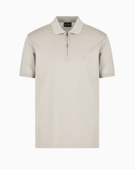 Armani Polo de punto en mezcla de lyocell con cremallera ASV