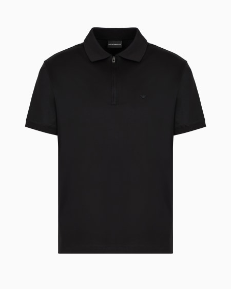 Armani Polo de punto en mezcla de lyocell con cremallera ASV
