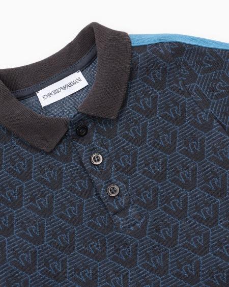 Armani Polo De Punto Jacquard Con Motivo Integral De águila