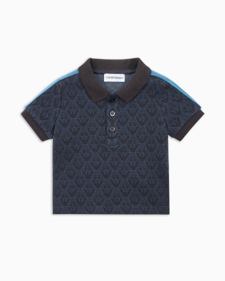 Armani Polo de punto jacquard con motivo integral de águila