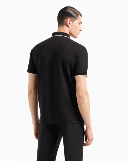 Armani Polo De Punto Jacquard Mercerizado Con águila Integral