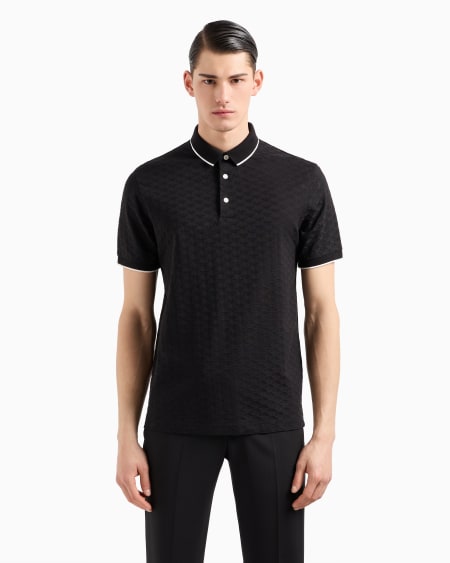 Armani Polo De Punto Jacquard Mercerizado Con águila Integral