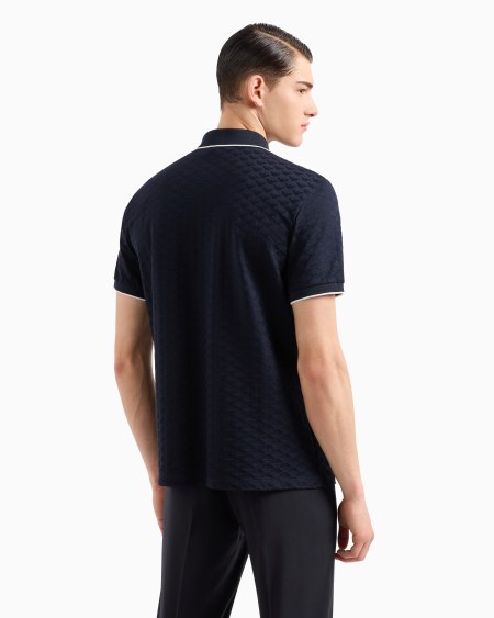 Armani Polo De Punto Jacquard Mercerizado Con águila Integral
